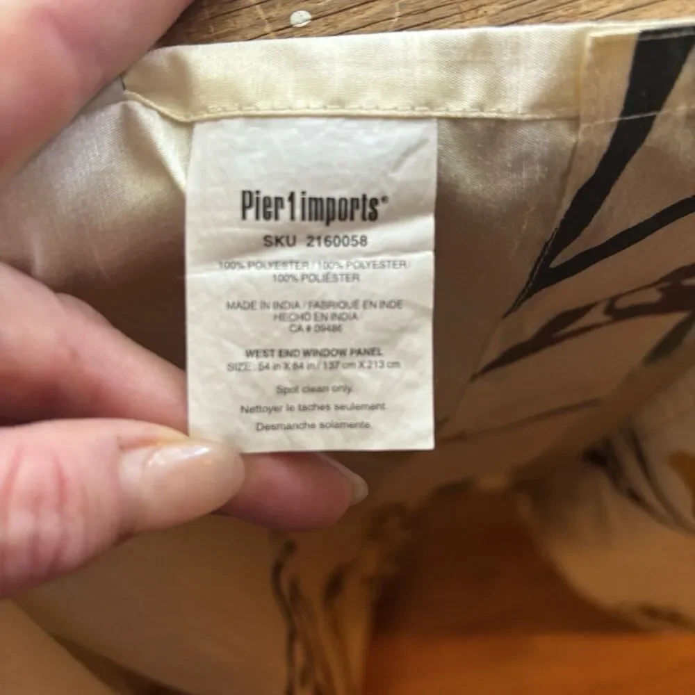 Pier 1 Imports West End Window Curtain Panels Floral Boho Cream Gold Brown Set 2